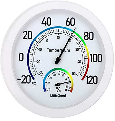 Thermomètre d'intérieur de 15,2 cm avec jauge d'humidité – Thermomètre mural/hygromètre pour décoration d'intérieur, thermomètre analogique mis à jour avec cadran de température et d'humidité pour