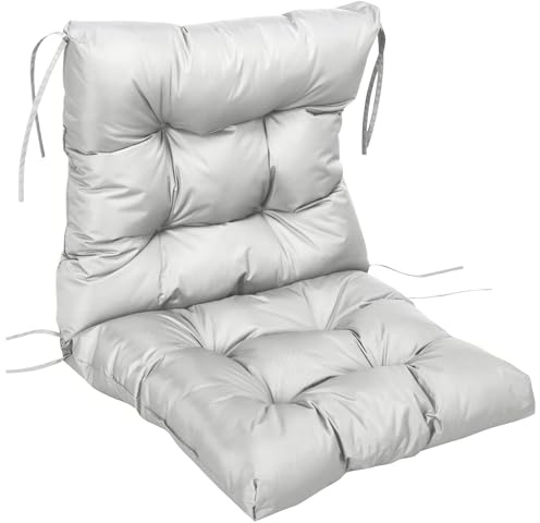 Outsunny Garden Back Chair Cushion Comfortable with Backrest Light Grey | Patio Seat Cushion Pad, for Outdoor & Indoor Use