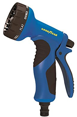 GoodYear - Pistola de Riego 9 Posiciones, Plástico Resistente, Conector Rápido, Mango Ergonómico, Ideal para Jardín, Limpieza y Mascotas