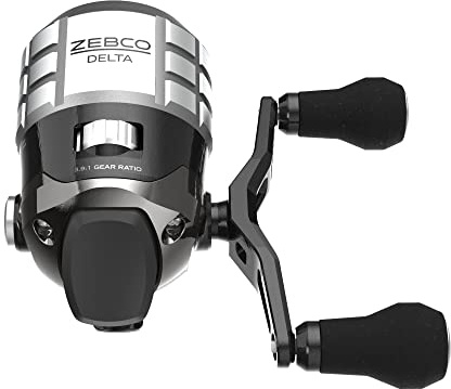 Zebco Delta Spincast Fishing Reel, Size 20 Reel, Changeable Right- or Left-Hand Retrieve, Dual Ceramic Pick-Up Pins, Pre-Spooled with 6-Pound Fishing Line, Braid Ready, Cool Gray