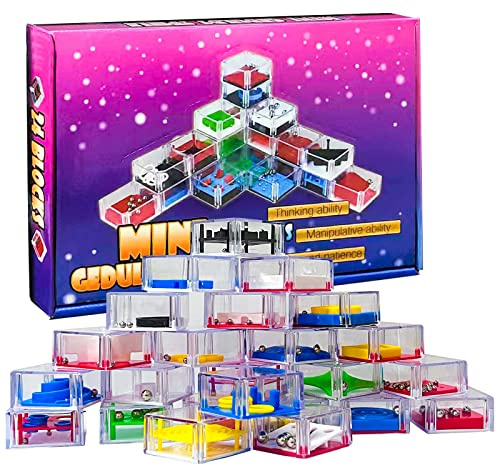 24 stycken tålamodsspel, minigåldsspel, pedagogiska leksaker, tålamodsspel, barn skicklighetsspel, mini tankespel, pusselspel, tålamod spel present, skicklighetsspel för barn vuxna