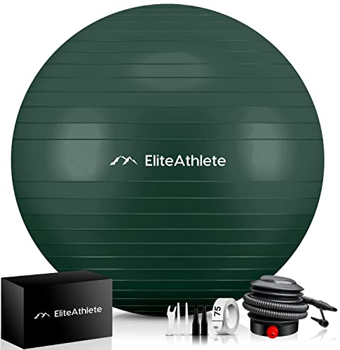 EliteAthlete Gymnastikball Sitzball Büro ergonomisch mit Anti Burst System - Fitness Pilates Schwangerschaft - Schwangerschaftsball Fitnessball Yogaball - Yoga Ball inkl. Luftpumpe