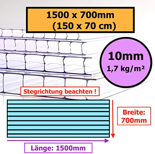 ◼️ Gewächshausplatten ◼️ 700 x 1500 mm ◼️ Doppelstegplatte ◼️ Hohlkammerplatte ◼️ Polycarbonat ◼️ 4 mm ▪️ 6mm ▪️ 8 mm ▪️ 10 mm Stärke ◼️ (10mm | 5 Stück)