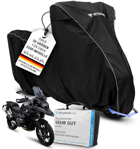 MYCOVER bâche Moto Premium Faite Main - 30 Tailles pour Plus de 2500 modèles - 100% ajustée, étanche, résistante à l'hiver & extrêmement résistante à la déchirure - Taille L++ (L235xl100xH145)
