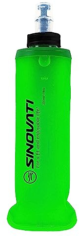 SINOVATI TPU faltbare Trinkflaschen, Soft Flask, Wasserflasche BPA-Frei Sportflasche für Trinkrucksack, Fahrrad, Wandern, Joggen, Trekking, Camping und Klettern (Green, 250ml)