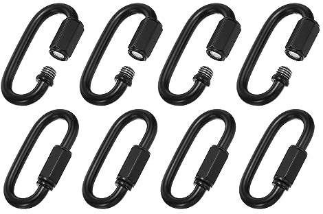 PATIKIL 8 Paquet mm 304 Inox Acier Chaîne Rapide Maillons 661 Lbs Noir | Vis Verrouillage Chaîne Connecteur Ovale D Anneau Crochet Agarfes pour Lustre Sac Dos Tente