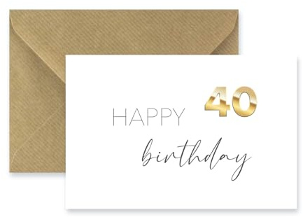 1 edle Premium-Geburtstagskarte zum 40. Geburtstag runder Geburtstag Klappkarte 10,5x14,8cm mit Umschlag happy birthday vierzig Jahre Glückwunschkarte
