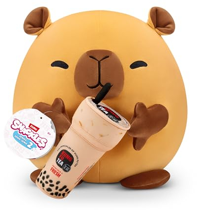 Snackles, Series 2, Capybara (Kung Fu Tea, Bubble Tea), Kuschelig-weiches, beruhigendes, 35 cm großes Plüschspielzeug mit lizenziertem Snacks (Capybara)