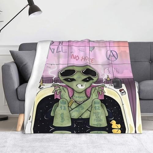 YYHHAOFA Alien Smoke Prints Flanelldecke, Überwurf, 152,4 x 127 cm: leicht, warm und langlebig, weich und knitterfrei