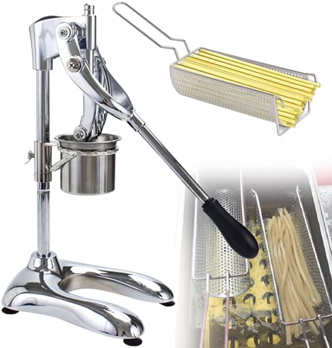 QJJML French Fry Cutter, 30cm Manual Long French Fries Maker, 16 Holes Fried Potato Strips Squeezers, Potato Slicer Fry Cutter, Potato Strips Machine Fried Chips Squeezer Extruder
