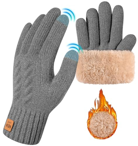 Svanco Winterhandschuhe Damen Gefüttert Handschuhe Thermo Thermal Gloves Winter Touchscreen Dicke Strick Wollhandschuhe Outdoor