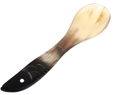 Ciieeo Cow Horn Tea Spoon 5.51 in Horn Spoon for Loose Leaf Tea Soup Coffee and Serving Smooth Handle Kitchen Tool 1 piece
