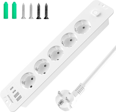 Versenkbare Steckdose Steckdosenleiste mit 4 USB 5 Fach Tischsteckdose | Mehrfachsteckdose 4000W 16A Einbausteckdose, Verteilersteckdose Mehrfachstecker für Konferenztisch, Sofatisch 2M Kabel