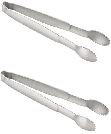 OKUMEYR 4 Stück Zuckerzange aus Edelstahl Wok-Abtropfgestell kleine Küchenzange Brotklammer Speckzange kleine winzige Zange giteer safe Lebensmittelzange Vorspeisen Zange Eiszange Silver