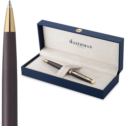 Waterman Hémisphère Kugelschreiber | The Understated Edit | Lavaschwarz | Mittlere Spitze und blaue Tinte | Geschenkbox