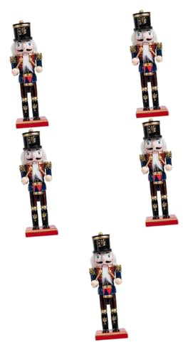 Amosfun 5 Pièces Casse Noisette Decoration Cuisine décoration Cuisine décoration d'intérieur Homme gonflables de noël Dessin animé Soldat Casse-Noisette Ornement de Casse-Noix Bois Navy