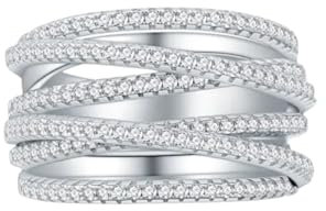 JOIĒS Firenze - Anello filo della vita in ottone rodiato regolabile, zirconi infinito, eternity regalo per lei sposa san valentino