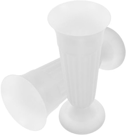 Vaso Floreale Commemorativo da Cimitero Bianco in Plastica 2 Pezzi