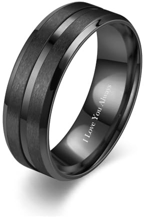 Leoshi Personalisierter Ring Schwarz Männer Ringe Paar Ringe Mit Gravur Edelstahl Herren Grün Blau Verlobungsring Für Frauen Damen Silber 925 Mit Zirkonia, Geschenkbox 49 bis 70