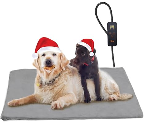 Toozey Chien Chat Tapis Chauffant 120*70cm, Coussin Chauffant électrique pour Animaux avec Couverture Crystal Velvet pour Chats et Chiens de Nouveau-né, Petite Taille et de Personnes âgées, Gris-XXL