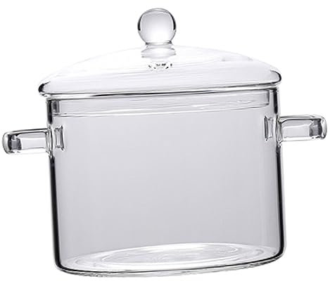 Mikinona Casserole Verre Borosilicate Avec Couvercle Résistante Chaleur Pour Cuisine Pot Transparent Soupe Nouilles Légumes Food