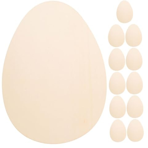 SEWACC 12pezzi Uova Di Pasqua in Legno Grezzo Forma Di Di Ritagli Di Legno Per Decorazioni Pasquali Fai Da Te e Progetti Di Artigianato