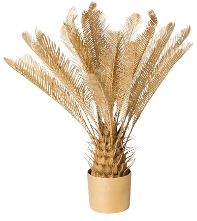 Beliani Pianta artificiale in vaso Palma decorativa finta 70 cm oro Areca Palm