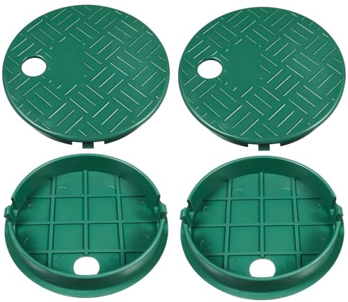 WRITWAA Coperchio Scatola Valvola Irrigazione Rotondo 6 Pollici in Plastica Resistente Set da 4 Pezzi per Protezione Valvole Impianto Irrigazione Giardino Accesso Facilitato