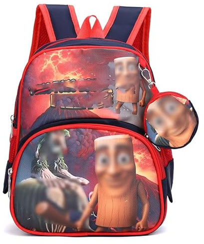 PyrrlicToy Rucksack Kinder Italian Brain Cartoon Backpack Italian Brain Kindertasche Verstellbare Gurte Leichtgewicht Kindergarten Rucksack für Jungen Mädchen (26x15x32cm, Red)