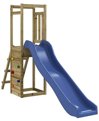 Gecheer Set da gioco in legno di pino, parco giochi per bambini con scivolo, struttura robusta e sicura, per giardino e cortile