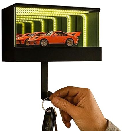 Mensola Per Chiavi A LED - Ganci Da Parete Per Garage, Organizzatore Di Illusione A Specchio | Soluzioni Di Stoccaggio Decorative Per L'Ingresso Domestico, Cucina, Schermo Funzionale Moderno