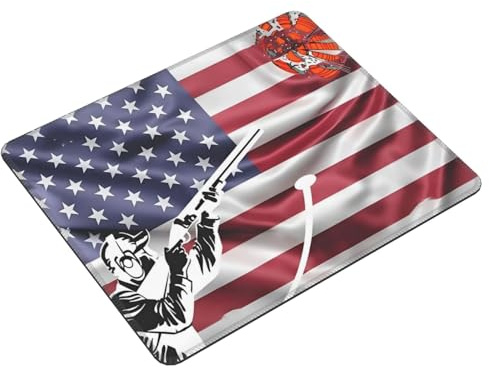 DSFMNMDFD Skeet Shooting USA Flag Trap Shooting Clay Pigeon 1 Mousepad Desk Accessories Big Extended Non-Slip Rubber Base Stitched Edges Gaming Pc Desktop
