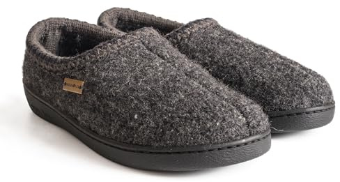 HAFLINGER Unisex ATB Pure Wool Hard Sole Slippers Slate (Anthracite 04) EU 46