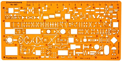 Hydraulik Pneumatik Fluidtechnik Flusssteuerung Schema Symbols Installation Schablone Zeichenschablone - Technisches Zeichnen