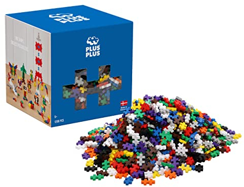 PLUS PLUS Building Blocks Toy - 1200 pc Kids Construction Toys, Creative Learning Resources and STEM Play for Home and Travel - Girls and Boys Toys Age 5 Plus - Basic 1200 Pieces