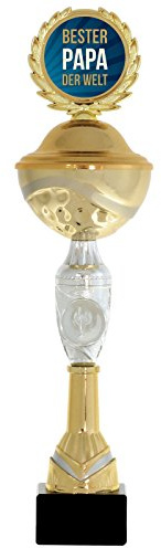 Pokal bester Papa der Welt 38 cm hoch PVC Metall Steinsockel