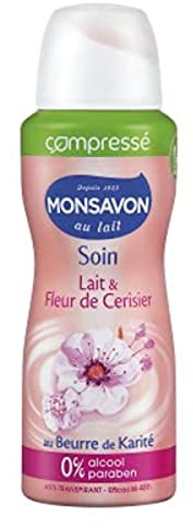 Monsavon Déodorant compressé 48 h Soin lait & fleur de cerisier - La bombe de 100ml
