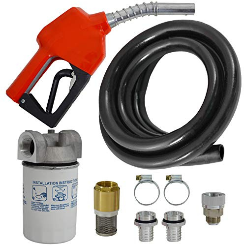Kit d'Accessoires pour Pompe Carburant Diesel Pompe à Huile - avec Pistolet Automatique, Tuyau en Caoutchouc, Filtre Diesel, Clapet Anti-Retour et Raccords