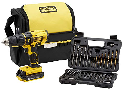 STANLEY FATMAX FMCK626D2SA-QW 18V 25,500 ipm Hammer Drill with 2 x 2Ah Lithium Batteries, 50pcs Set and Carry Bag