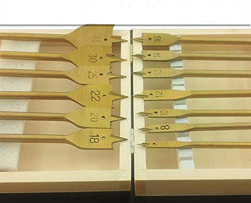 Flat Wood Drill Set, 13Pcs/Set(6-35mm) Flat Drill Bits Sets 1/4 Hex Shank + Wood Box for Electric Drills, Rechargeable Drills
