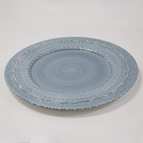 Decor Essentials Porcelain Embossed Charger Plates Easter Spring Pastel Colour Themed Wedding Dinner (Duck Blue)
