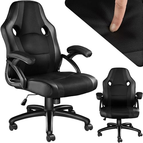 TecTake® Fauteuil Gaming de Bureau Ergonomique, Chaise Pivotante Design à 360° avec Accoudoirs, Roulette, Hauteur Réglable - Teletravail