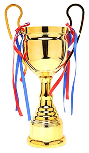 LSJ Trofeo in metallo, trofeo creativo, trofeo da basket, trofeo personalizzato per le vacanze, colore oro, dimensioni: 44 cm