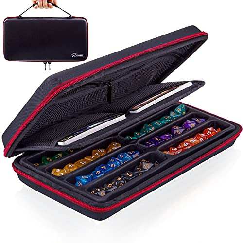 SIQUK Würfel-Aufbewahrungskoffer Würfel-Organizer-Halter Abnehmbare Schlitzablage mit Griff für Dungeons & Dragons und andere RPG-Tischspiele, hält bis zu 8 Sets Würfel