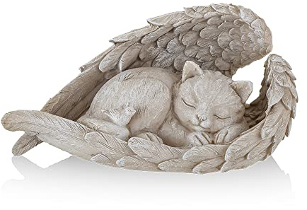 Newdream Statue commémorative de chat ange, commémore votre compagnon à poils perdu, figurine de chat à placer en extérieur, dans le jardin ou sur une pierre tombale