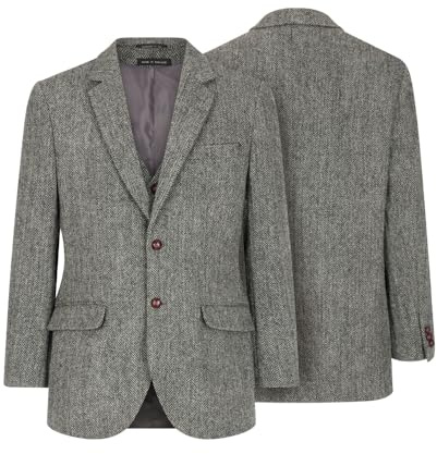 WALKER AND HAWKES - Harris Tweed Blakemore Blazer för män, stålgrå, 58