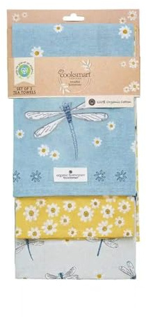 Cooksmart Pack of 3 Kitchen Tea Towels, Modern Cotton Towel Set | British Designed, Highly Absorbent, Soft Fabric, Kitchen Drying, Durable Material, Machine Washable, Everyday Use