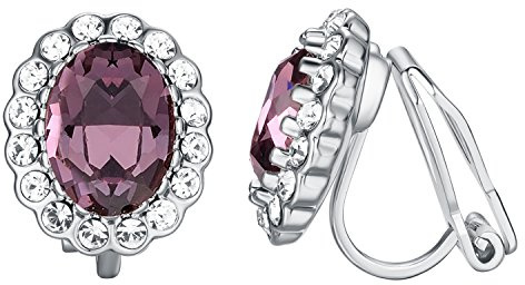 Vogem Pendientes de clip para mujer, sin orejas perforadas, circonita cúbica, grandes cristales, sin níquel, joyería de moda para boda, Cobre, Circonita cúbica