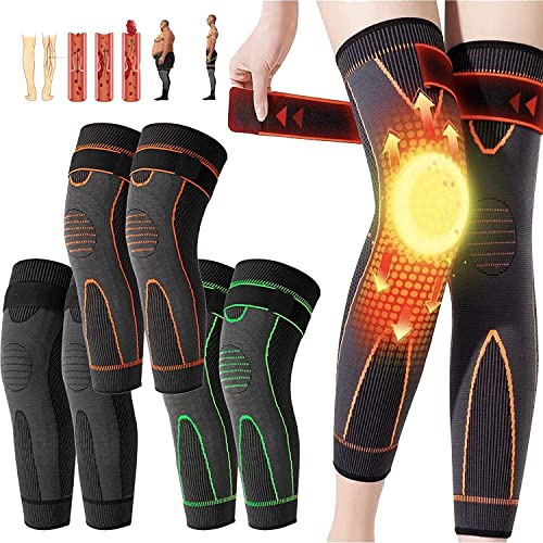 Kneeca Tourmaline Acupressure Self-Heating Shaping Knee Sleeve,Mugwort Acupressure Shaping Knee Pads Knee Self-Heating Knee Pads (L, Orange)