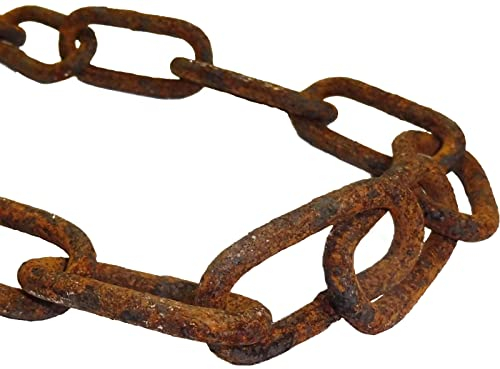 vitaliano Chaîne en acier rouillé Chaîne à maillons au mètre, 2 mètres, 5mm d'épaisseur, chaîne en fer dans le style antique, rétro, vintage, comme chaîne d'écoulement des eaux de pluie, chaîne d'anne